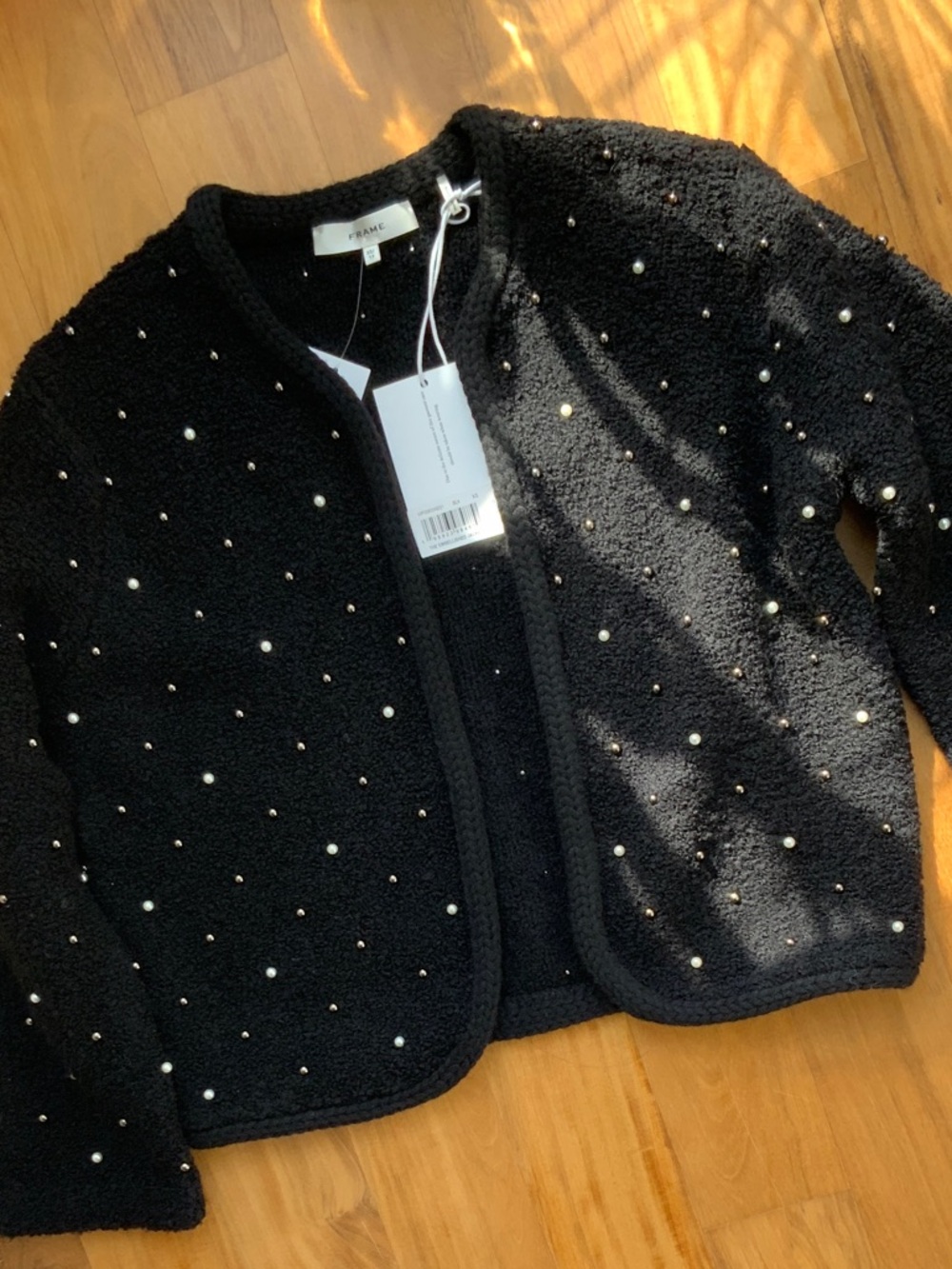 BLACK Frame thick knit open cardigan Embellished Knit Jacket XS